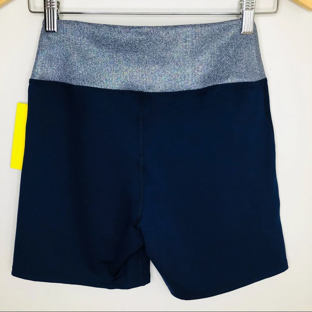 EleVen by Venus Williams Ocean Breeze Bike Short in Blue NWT Workout Gym